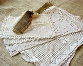 White Crocheted Rectangle Doilies Lot of 5