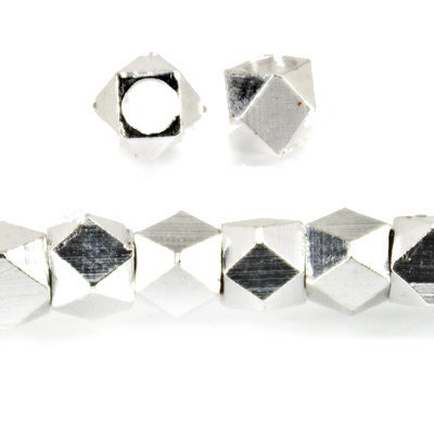 Sterling Silver Plated 4mm Bead, Faceted Silver Nuggets  Item: 437249