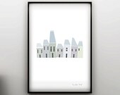 Village Print Houses Illustration -Nature print - Art print by nicemiceforyou