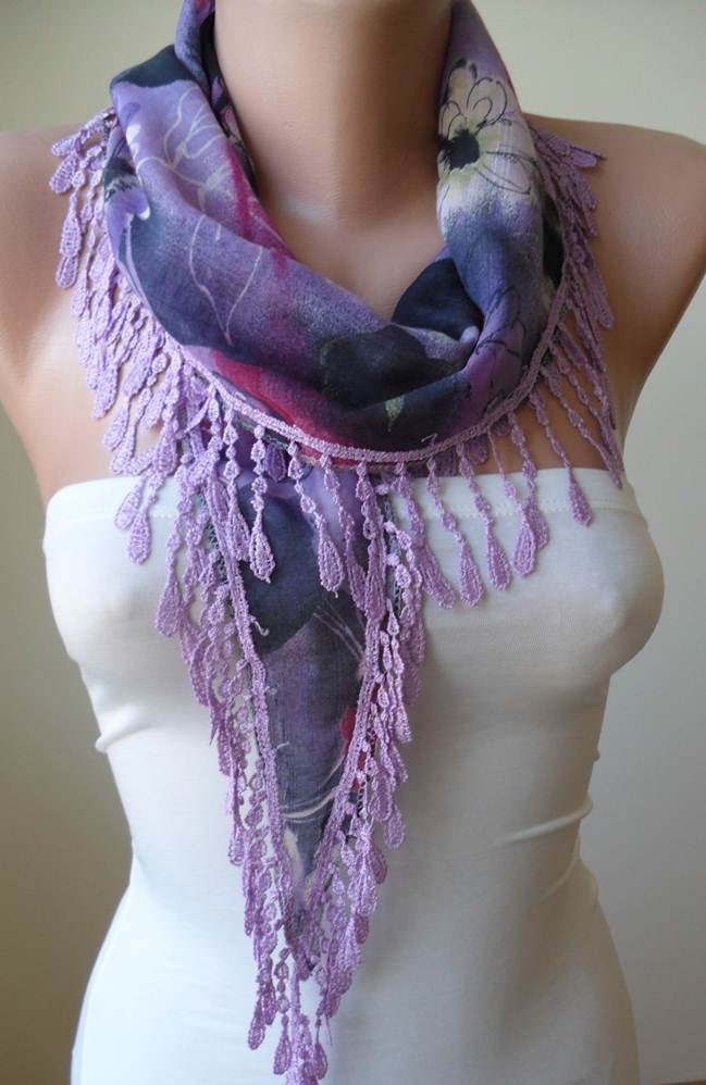 Lilac Scarf with Lilac Trim Edge - Summer Design
