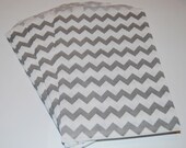 Party Favor Bags - Gray Chevron Paper Treat Bags - Bakery Bags 7x5 medium size - You choose color - 20 count