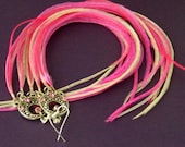 Valentines Day Feathers Earrings Long Pink and White Chandelier Feather Earrings