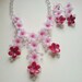 Flower necklace- Flower earrings- Sakura flower- Pink jewellery