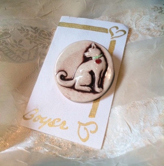 Sweet Kitty Brooch Estate Vintage Pin Designer Gay Boyer