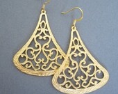Gold FiligreeEarrings, Large Gold earrings.