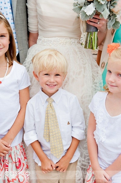 Boys Tie- Grey and Yellow - Sizes newborn-7 years