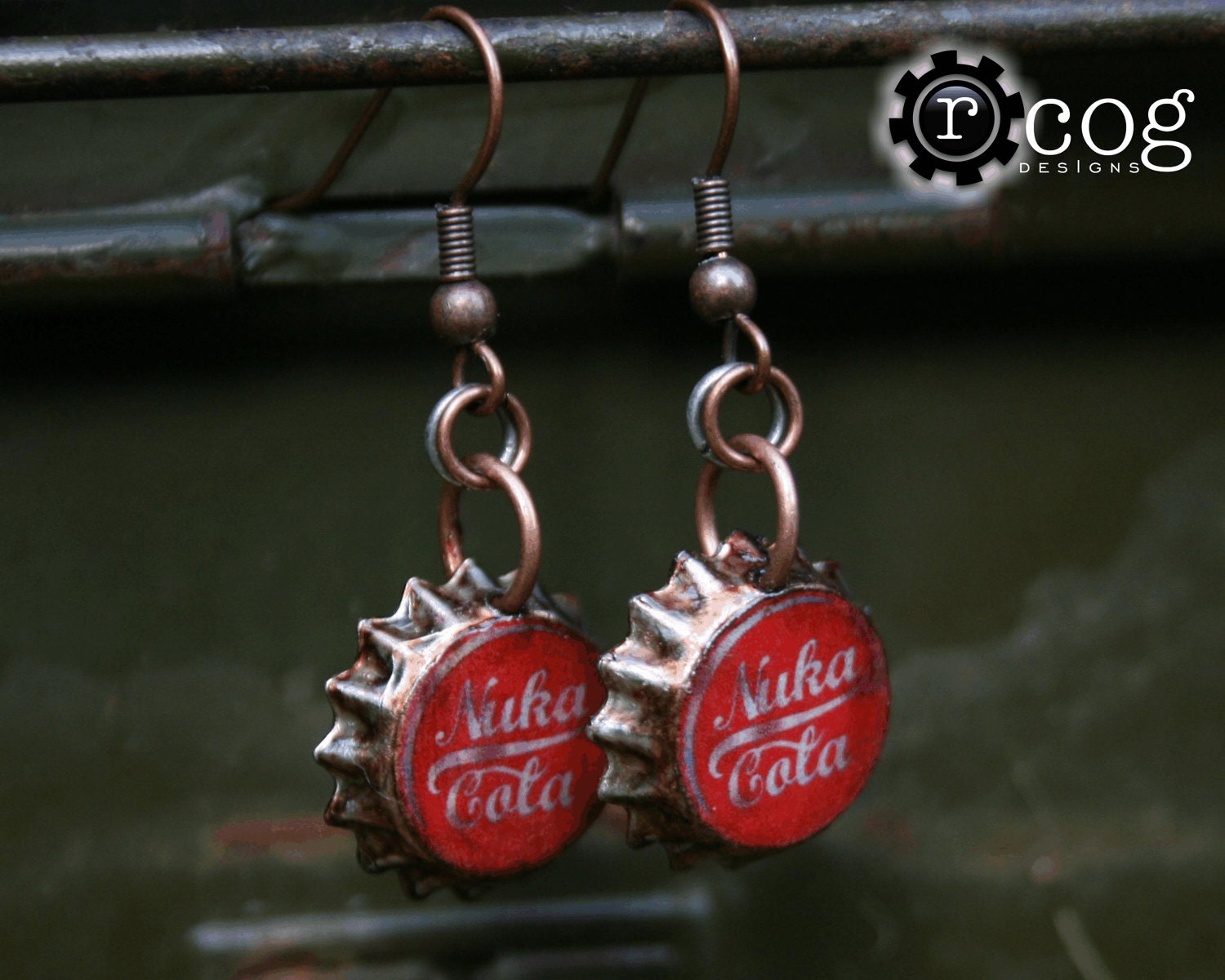 Nuka Cola Mini Cap Earrings - Red or Blue - Fallout Wasteland Jewelry