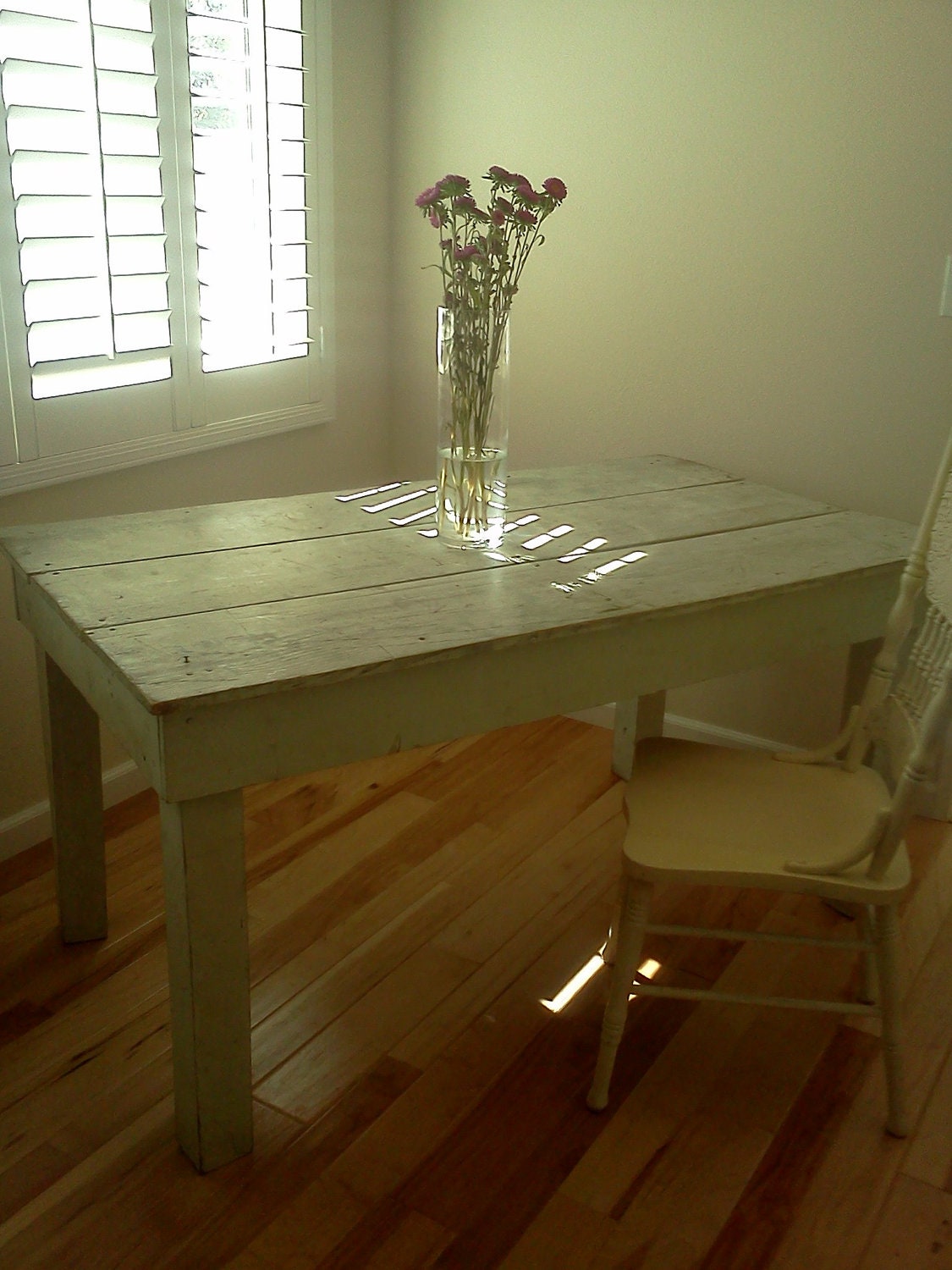 Vintage Pale Aqua Farm Harvest Table - Perfect For The Eclectic Cottage or Shabby House