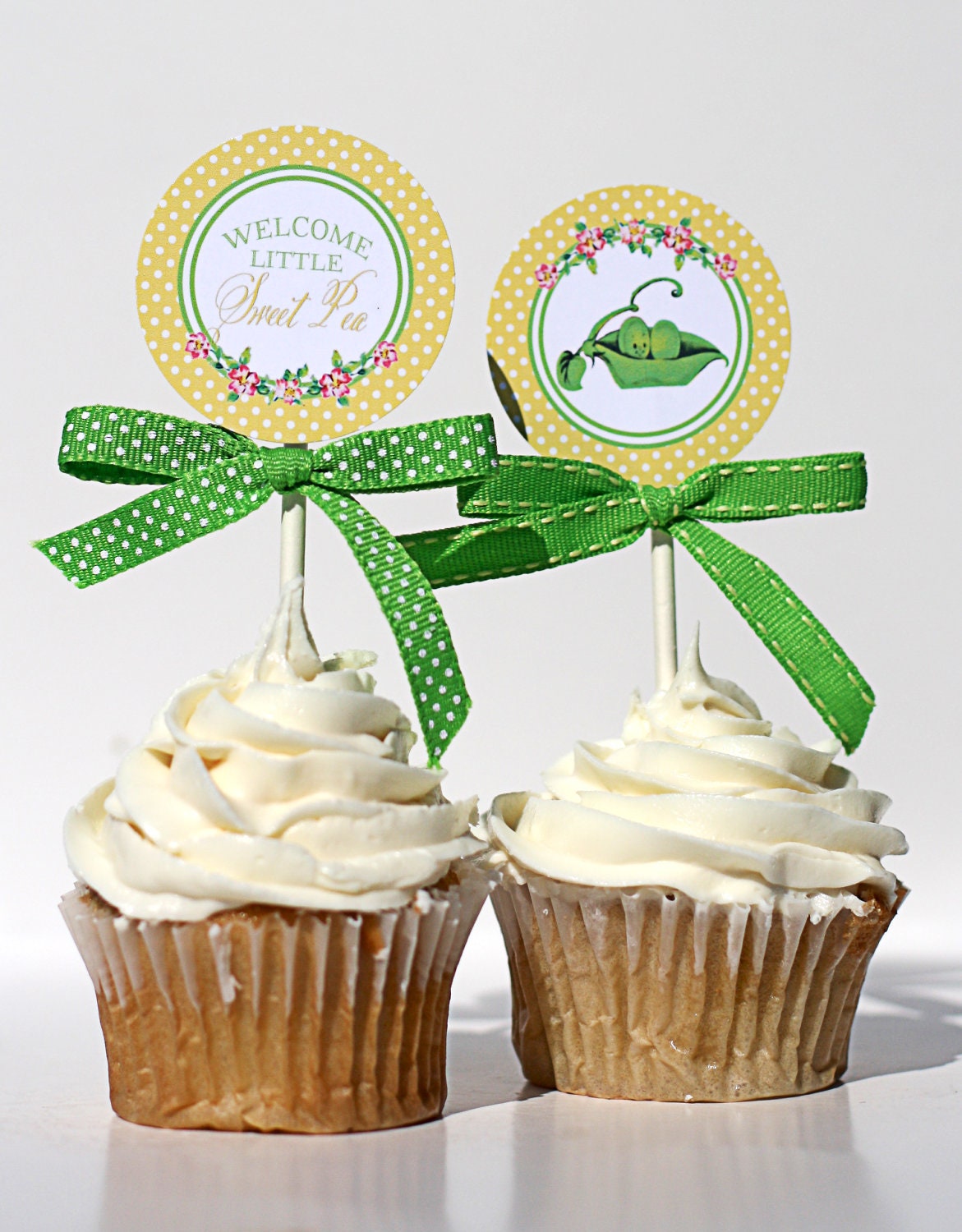 Vintage Baby Shower Cupcake Toppers - SWEET PEA Printable Il_570xn