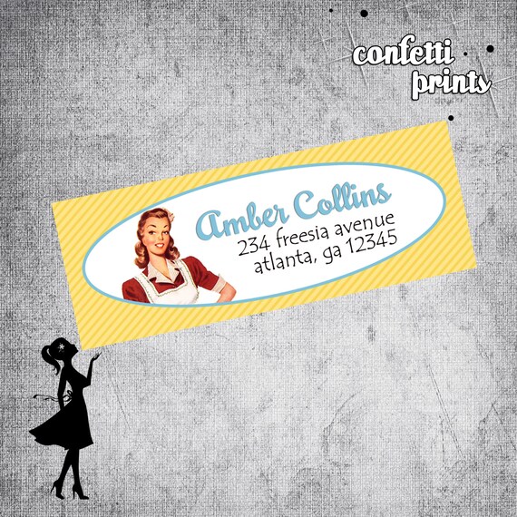 Retro Housewife Address Label - GOSSIP GIRLS Printable Il_570xn