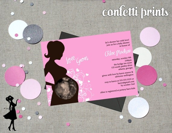 Baby Shower Invitation / Ultrasound Photo Card - LOVE GROWS Printable Il_570xn