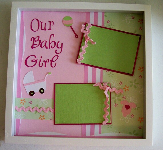 12x12 Baby Girl Shadow BoxBaby Girl Scrapbookpage by KatlinLee123
