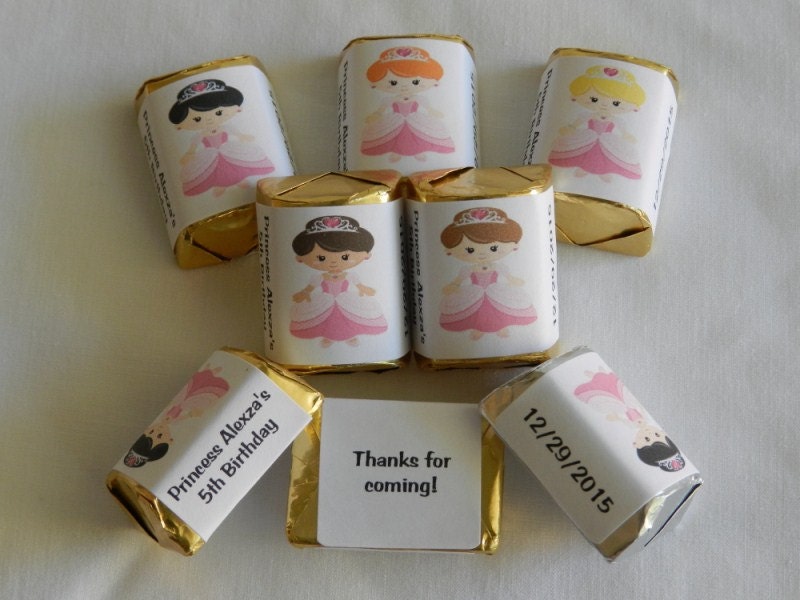 30 Unique Personalized Princess Birthday Hershey's nugget labels, candy wrappers