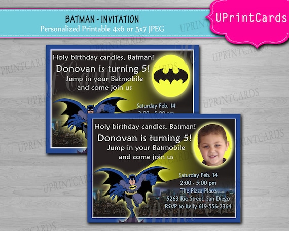 DIY Printable Batman - Birthday Party Digital Printable Invitation 4x6 or 5x7 JPEG