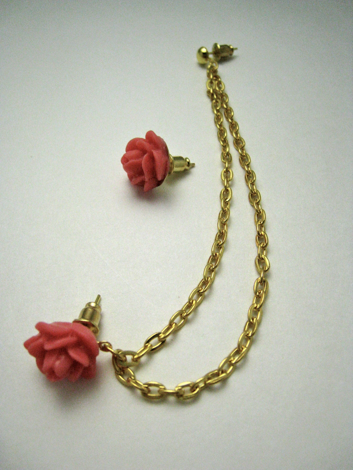 Cartilage Earrings on Pink Flower Gold Cartilage Earring By Stinnys On  title=