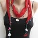 Dark red beaded crochet lace scarf, summer scarf