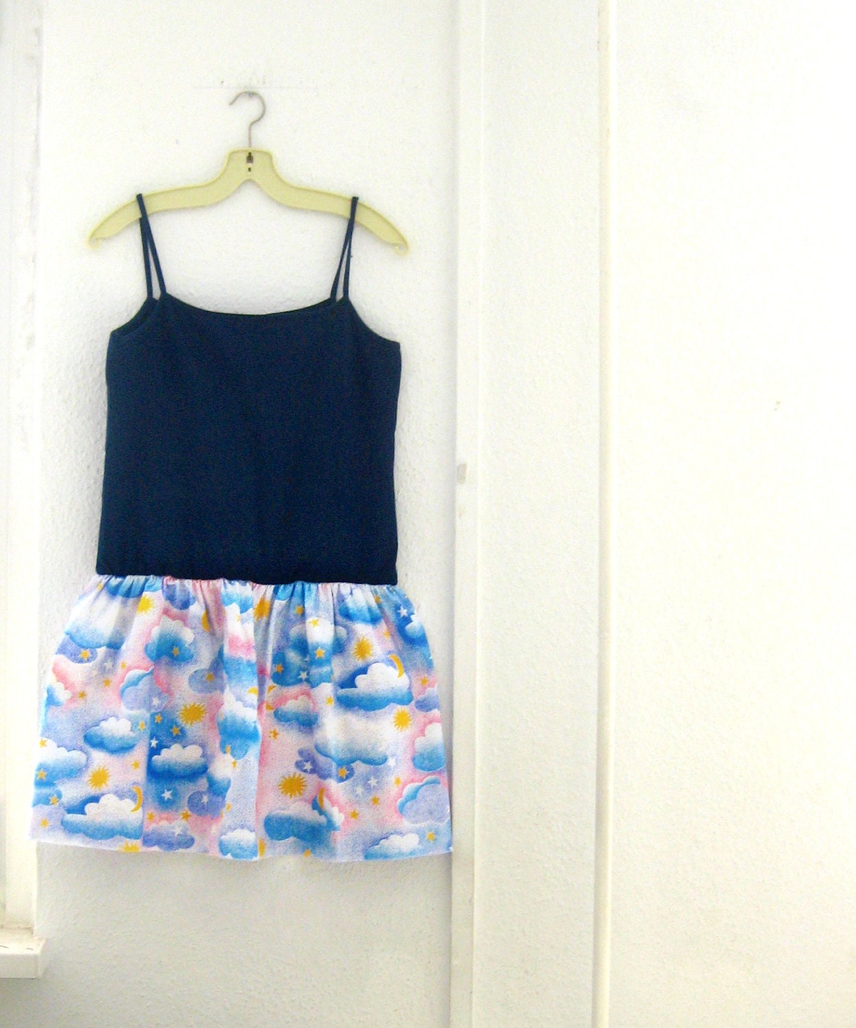 Kitsch Fairytale Sun Dress: anime, geisha, fairy, princess, cute, galaxy starry night sky print skirt, ready to ship size S/M