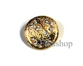 18mm 5pcs Round wave clear crystal gold shank buttons Fikashop
