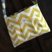 Ships Today - Slouchy Yellow and White Chevron Zig Zag w/ Gray & Yellow Lining Zippered Pocket Purse hobo