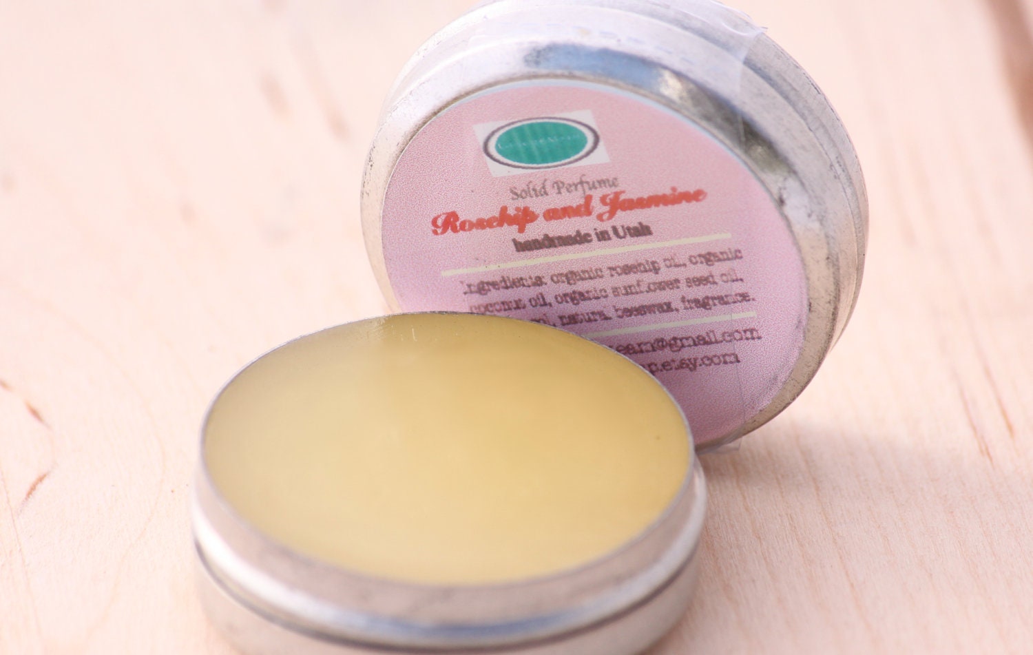 RoseHip Jasmine Solid Perfume-Natural-Organic Ingredients-Made in Utah