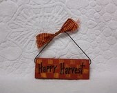 Fall Sign, "Happy Harvest" Wood Painted Mini Shelf Sitter Sign
