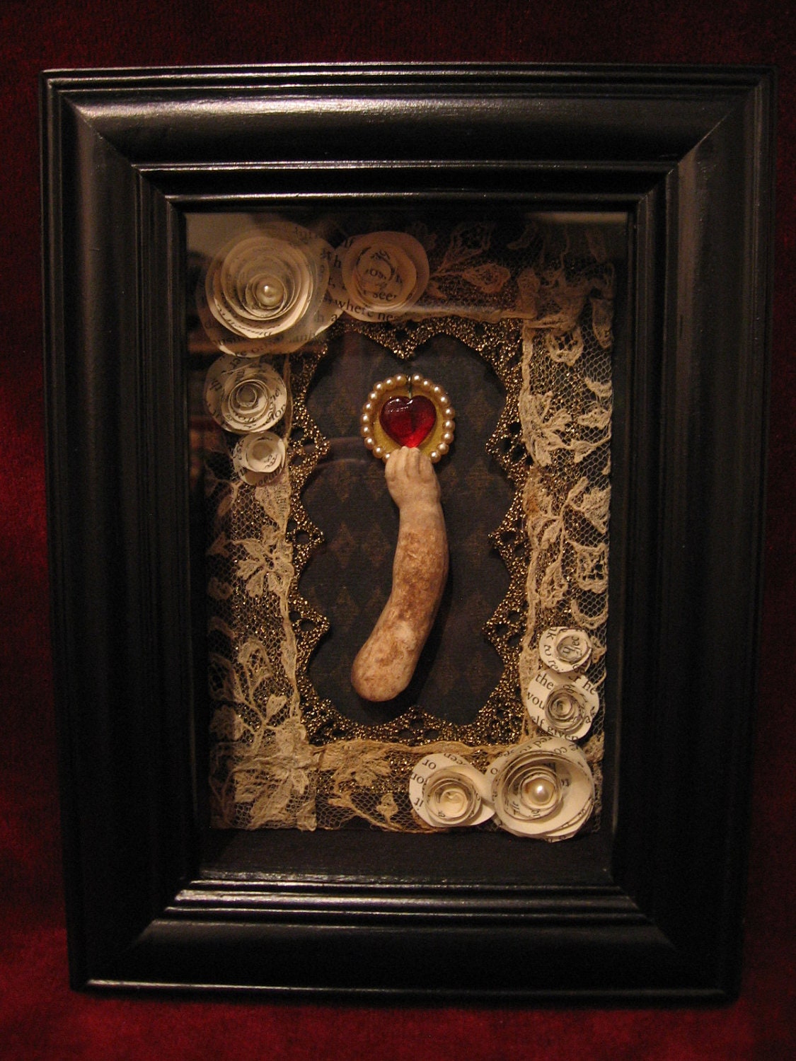 Gothic Victorian shadow box / curio / memento by Paradisocurio