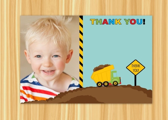 Custom Printable CONSTRUCTION ZONE Thank You Card with Photo