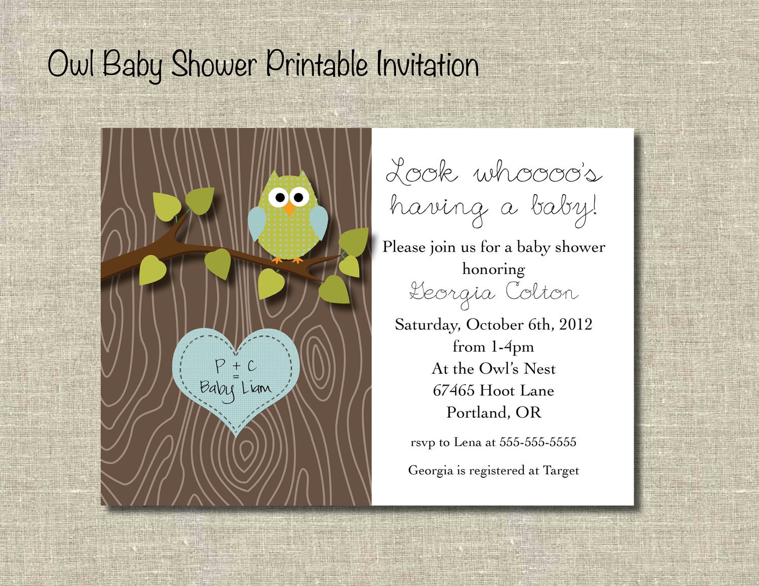 Owl Baby Shower Printable Invitation