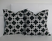 Decorative Pillow Covers - 18x18 Black Chain Link Chain Pillow Covers - Set of 2 Decorative Pillow Covers