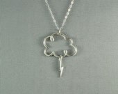 Lightning Cloud Necklace, 925 Sterling Silver, Simple, Pretty, Lovely Jewelry