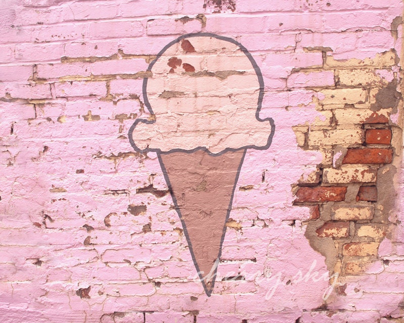 Chocolate Ice Cream Cone - Fun Kitchen Art Childrens Decor Girls Room Nursery Graffiti Fair Carnival Pastel Pink 8x10 Fine Art Photograph