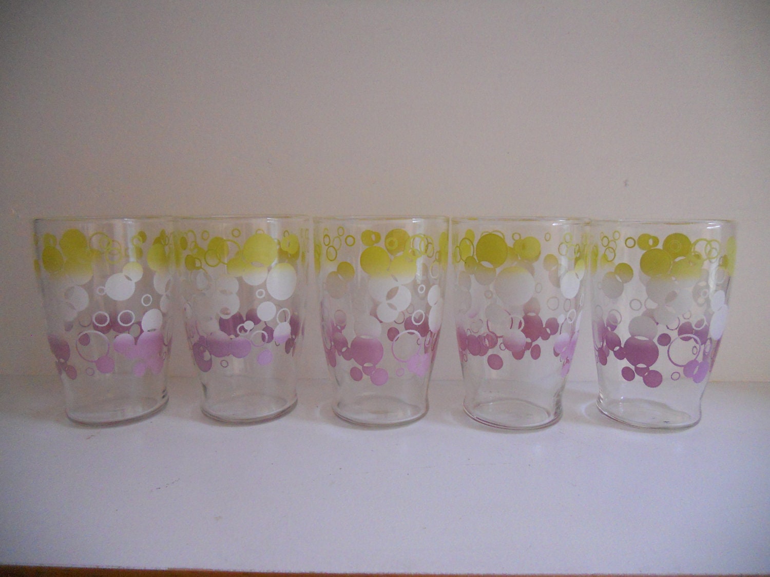 Mid Century Modern Juice Glasses - Circles and Dots (Set of 5)