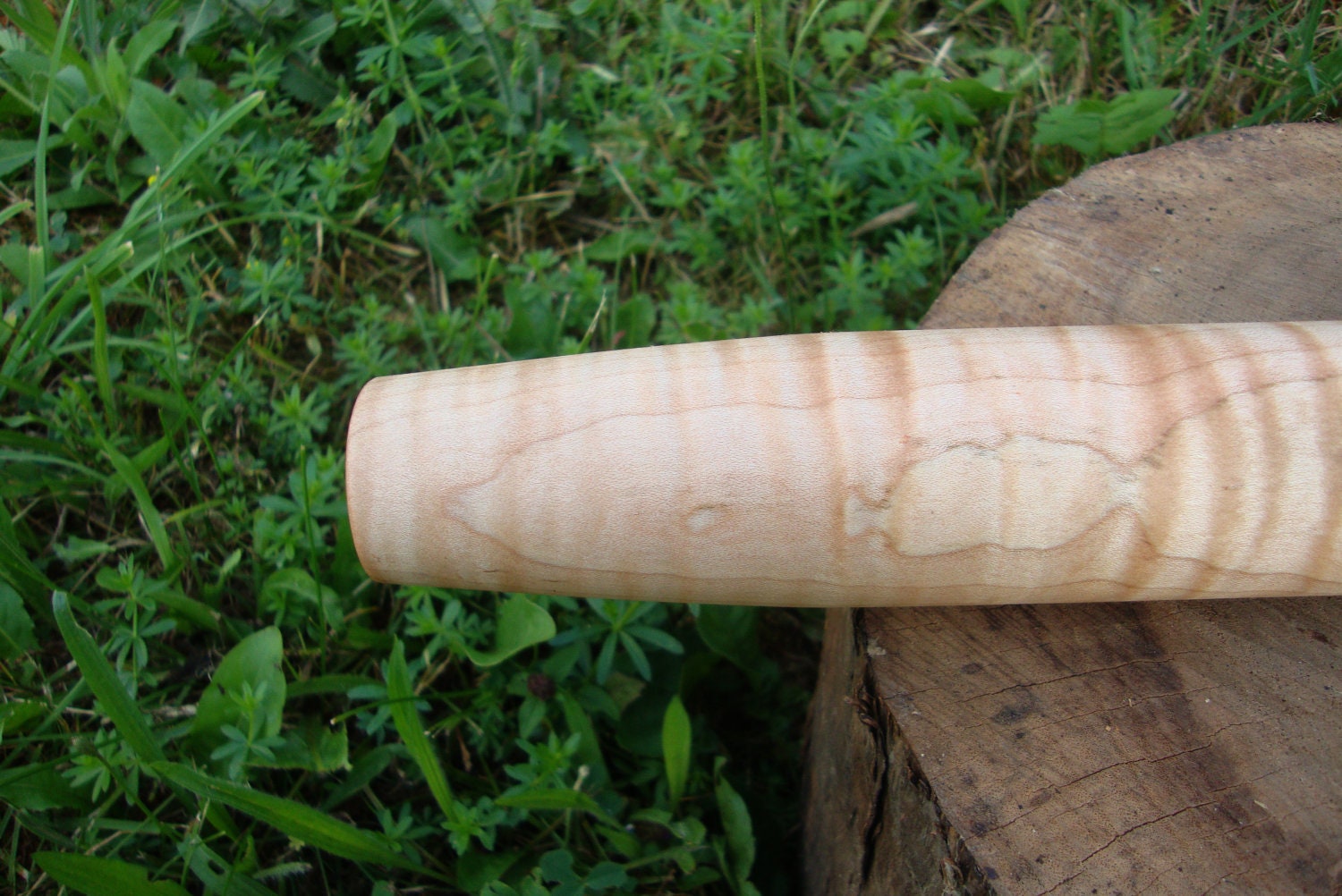 Wooden rolling pin, tiger maple, extremely figured grain