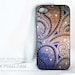 Unique Metallic iPhone 4 case - iphone 4s case - Midnight Astral Paisley - blue and gold paisley art on brushed aluminum iPhone cover