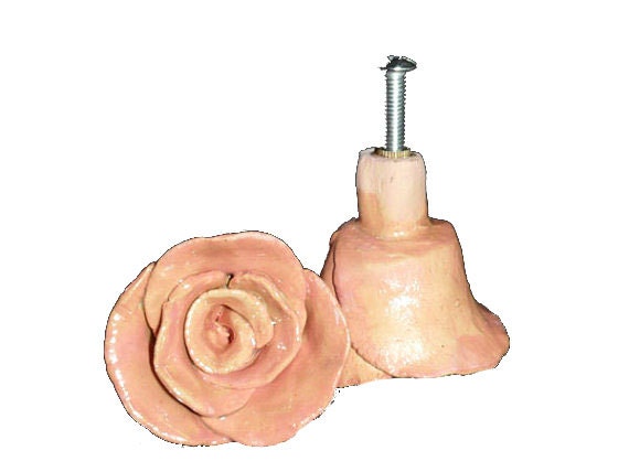 Peach and Pink Rose Cabinet Knobs Drawer Pulls - JSBArts