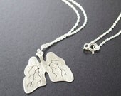 Handmade Sterling Silver Lungs Necklace, Recycled Eco-friendly Silver Lungs, Lungs Charm, Transplant Gift