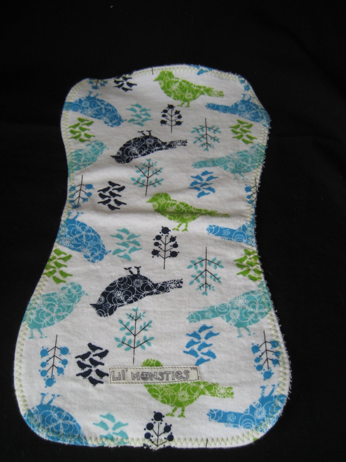 Flannel & Terrycloth Burp Cloth - Forrest Birdies  - FREE SHIPPING if ordered with another item -