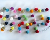 Felt Ball Garland Rainbow Party - 50 felt balls, 3 metres