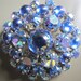 Large Blue Aurora Borealis Rhinestone Brooch circa 1959