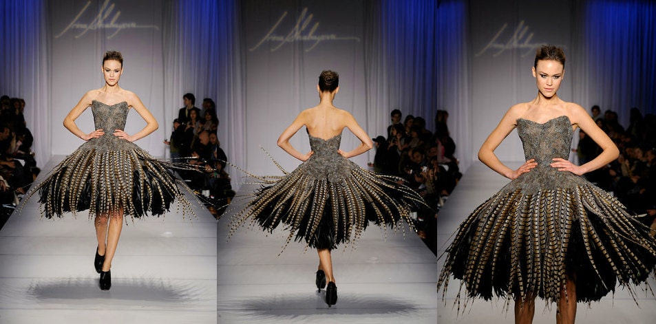 Phesant feather ballerina dress by Irina Shabayeva