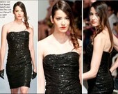 Irina Shabayeva Draped Sequined Cocktail dress with an exposed back zipper.