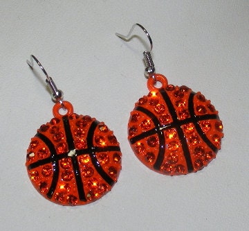 Basketball earrings by Thebeadladyinconcord on Etsy