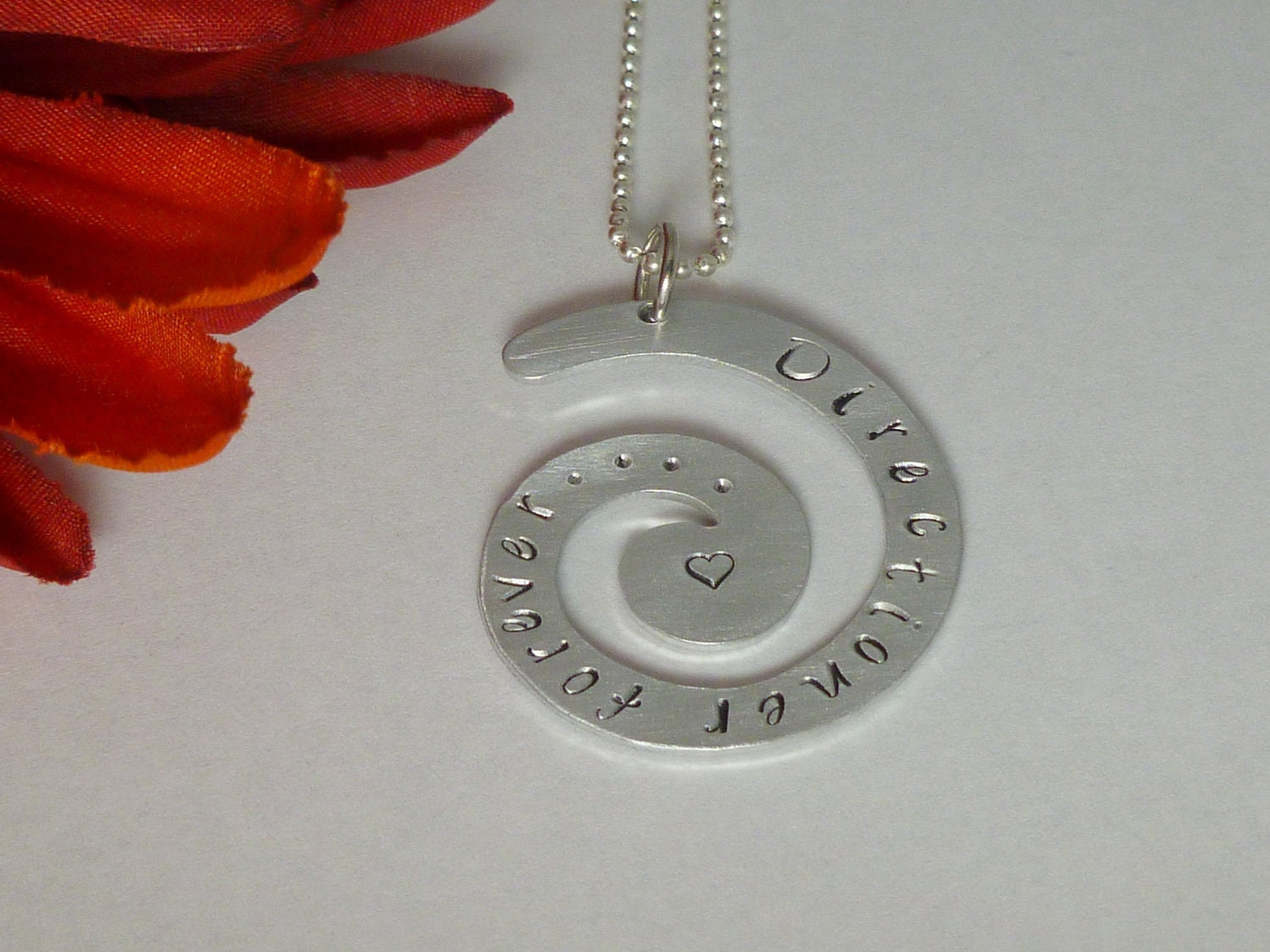 ONE DIRECTION, Infinity Directioner forever - 1D -Hand Stamped Spiral Pendant, one direction necklace