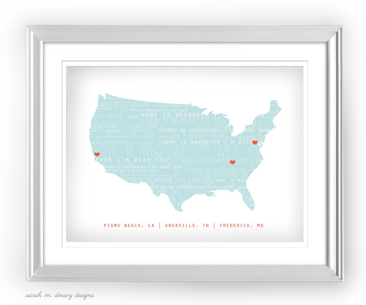 Home Is Wherever I'm With You Special Places Customizable Print 8.5 x 11