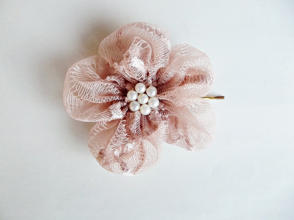 Dusty Pink  Flowers Hair Bridal Bobby Pin