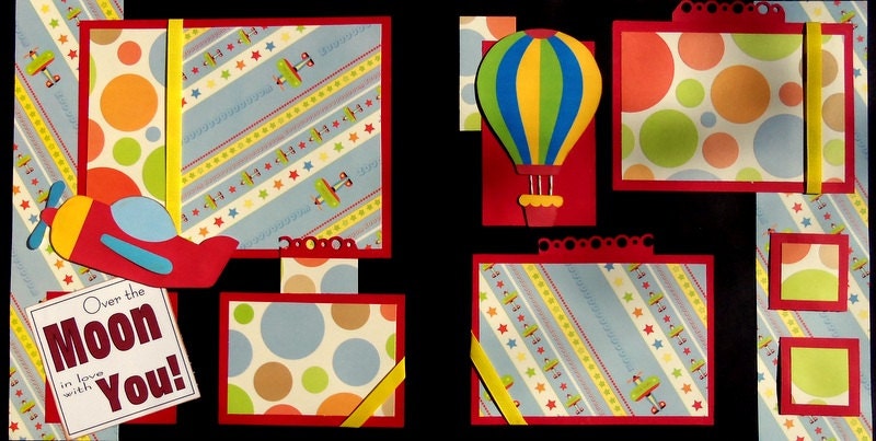 Over the Moon premade 12x12 scrapbook pages layout