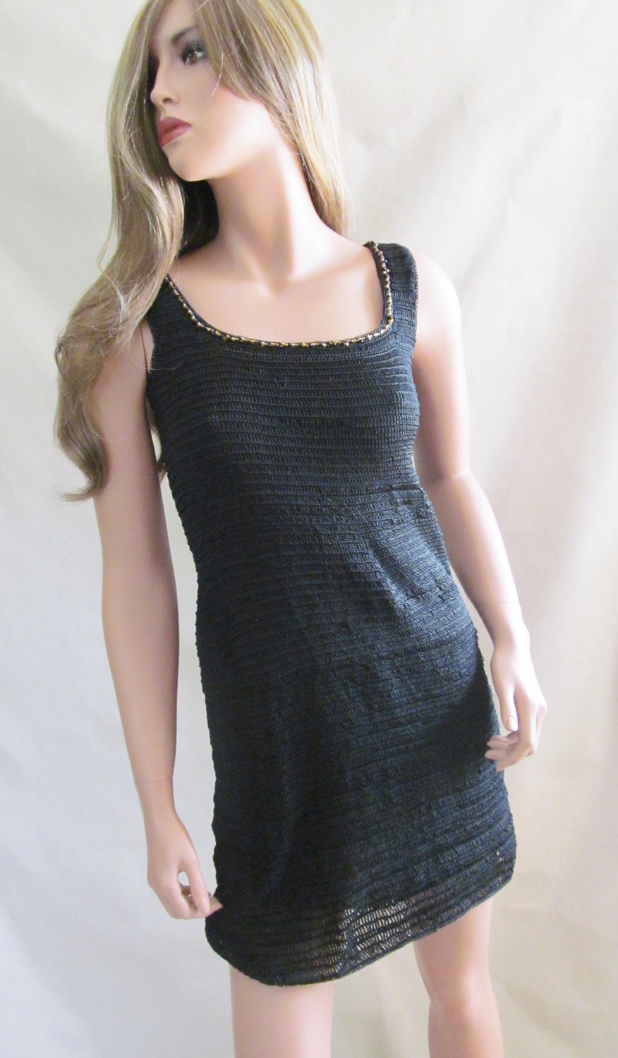 Crochet Black Dress with beads