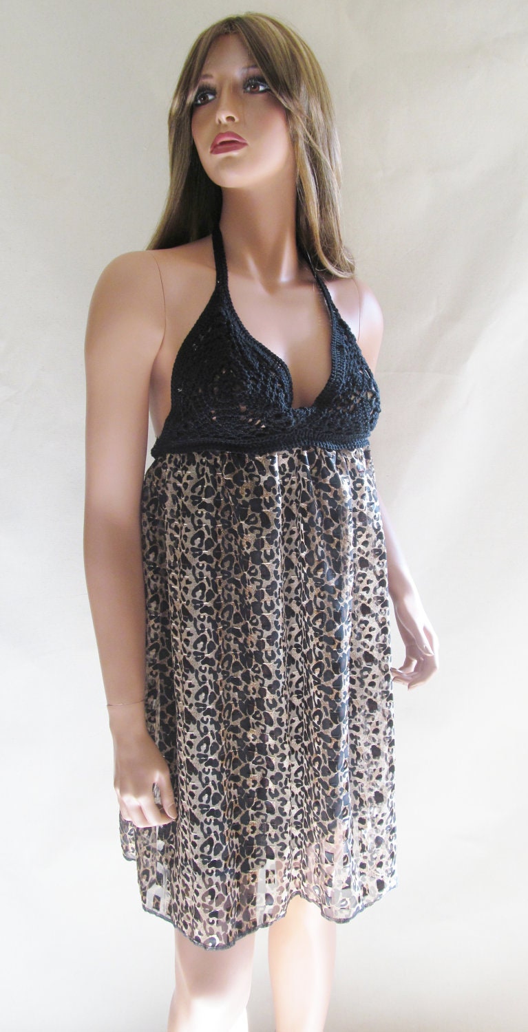 COCO - Animal Print Crochet Top Dress