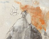 Monotype, Drawing, Printmaking, Halloween Art  Wall Decor