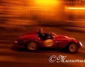 Fast Car, Summer Night City View, Red Sport Car, Fine Art Photography, Italy, Rome, 12x6.75"